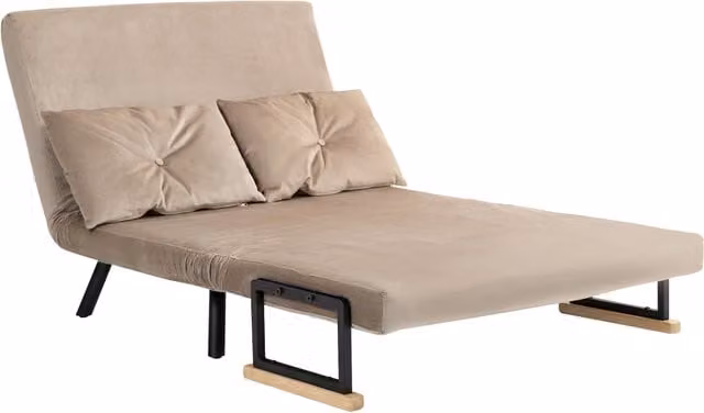 Divano Letto in Tessuto Effetto Velluto con Schienale Regolabile ¨C Zephmum ¨C 102x73x81 cm, Marrone Chiaro