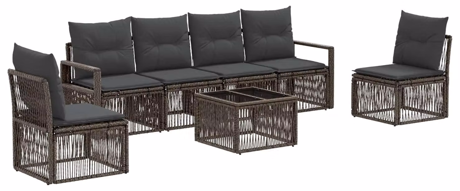 Set Divano da Giardino 7 pcs Grigio polyrattan