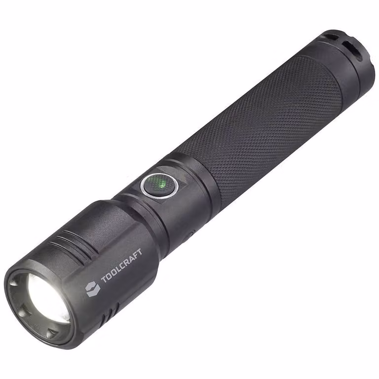 TOOLCRAFT TO-7838454: torcia LED SMD, regolabile, con interfaccia USB, modalità stroboscopica, alimentata a batteria, 1000 lumen