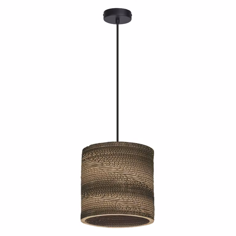 LEDVANCE lampada a sospensione Decor Cardboard Cylinder marrone in cartone ondulato, E27, diametro 250 mm, paralume in materiale riciclato, sostenibile grazie alla sorgente luminosa sostituibile, facile installazione