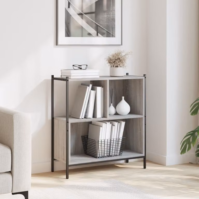 Libreria da parete vidaXL in stile industriale in legno e metallo, Grigio, L 72 cm x P 28 cm x H 77,5 cm