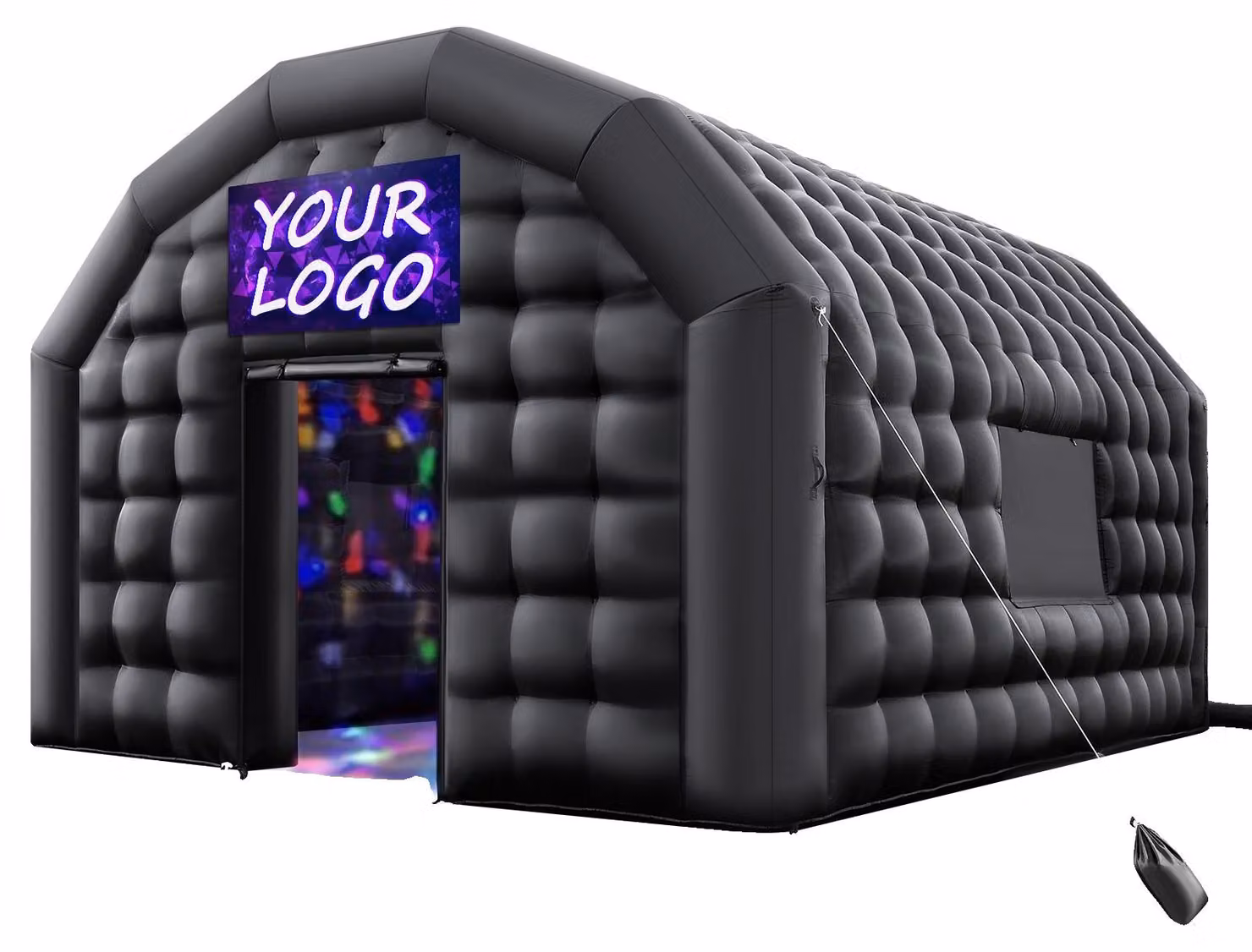 VEVOR Tenda gonfiabile per feste 6x5x3,65 m, tenda cubica per discoteca, padiglione per matrimoni con soffiante 680W, sacchetto di sabbia, 2 finestre per eventi, compleanno, matrimonio, nero