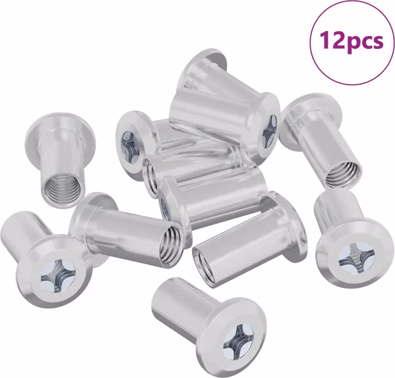 Dado a bloccaggio 12 pcs Nichel M6 x 15 mm Acciaio