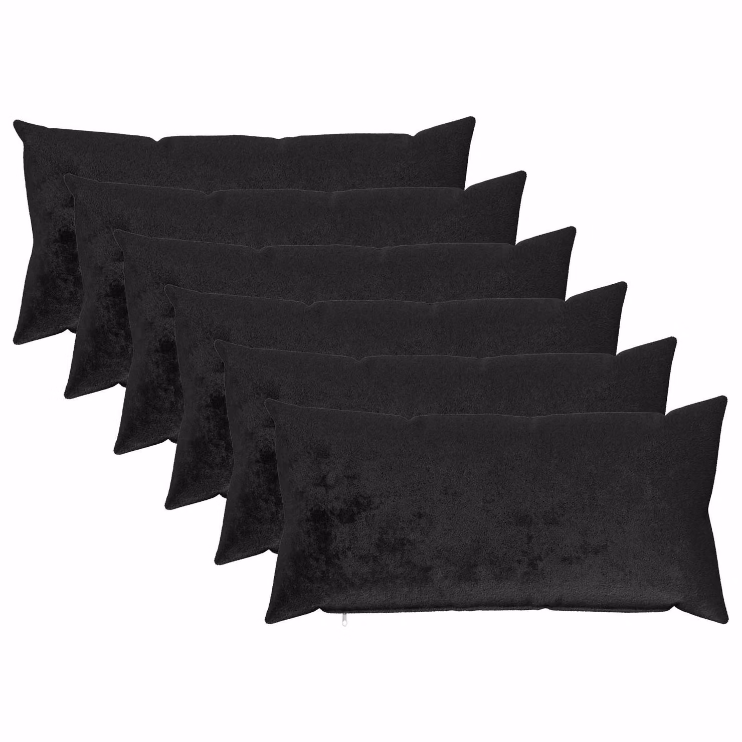 Set di 6 federe vidaXL HEERLEN in flanella nera, L 40 cm x P 70 cm