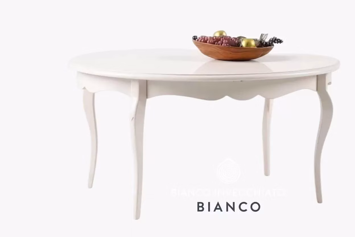 Tavolo ovale classico allungabile bianco opaco Mobili 2G L: 160 cm, P: 110 cm, H: 78 cm – 1