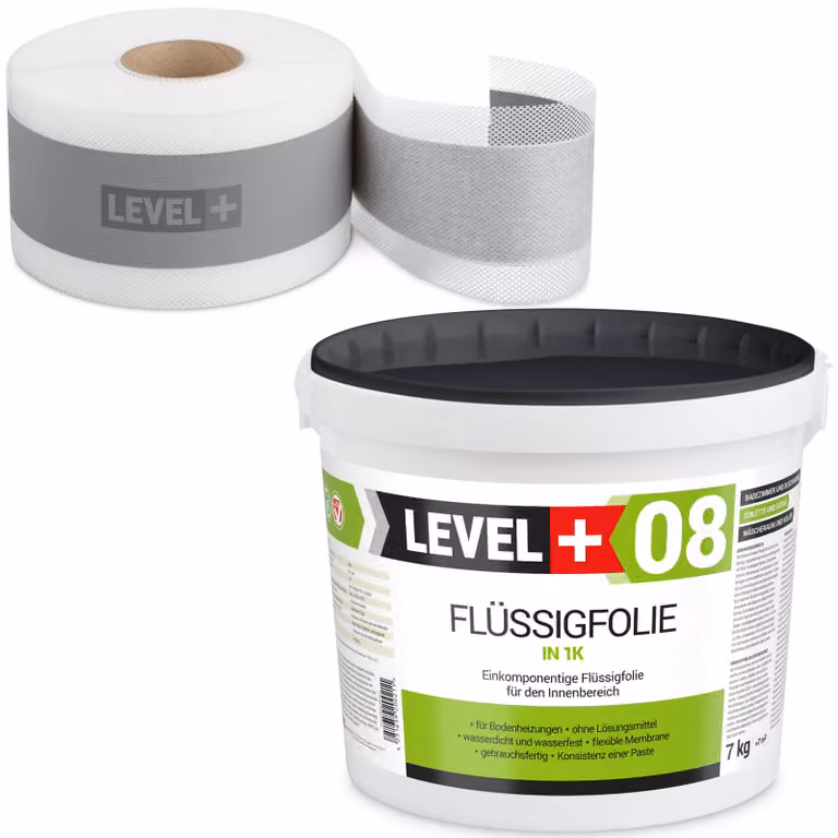 Kit di impermeabilizzazione Pellicola liquida 7 kg Nastro sigillante 5 mb - LEVEL+ SET01