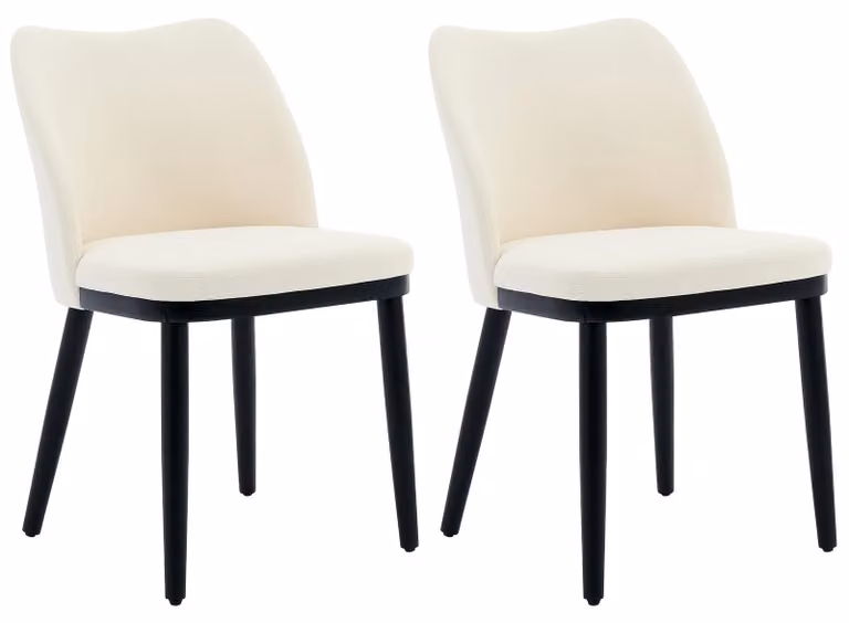 Sedia da pranzo - Sedie - Sedie da bistrot - Sedie da cucina - Sedie di design - Set di 2, colore bianco con gambe nere