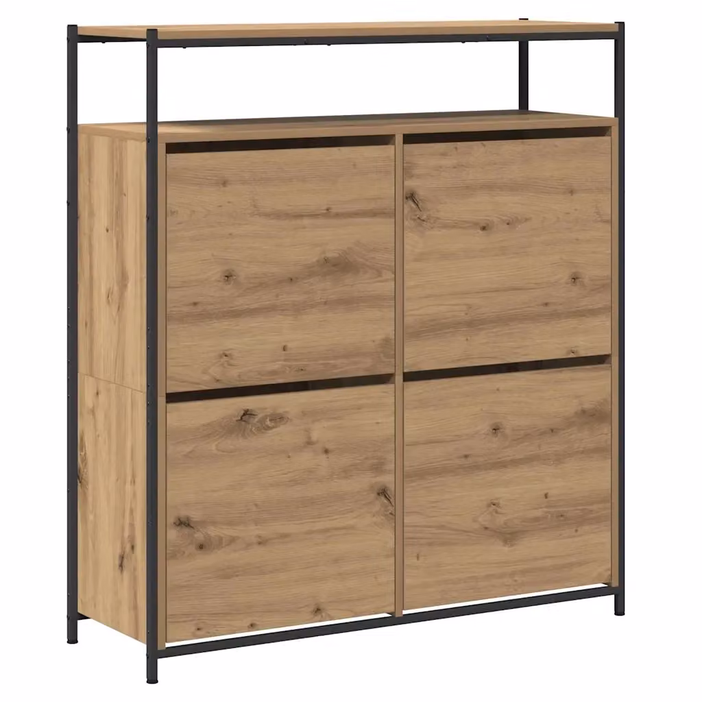 Mobile per scarpe moderno vidaXL in legno e metallo, L: 100 cm, P: 34 cm, H: 112 cm – 2