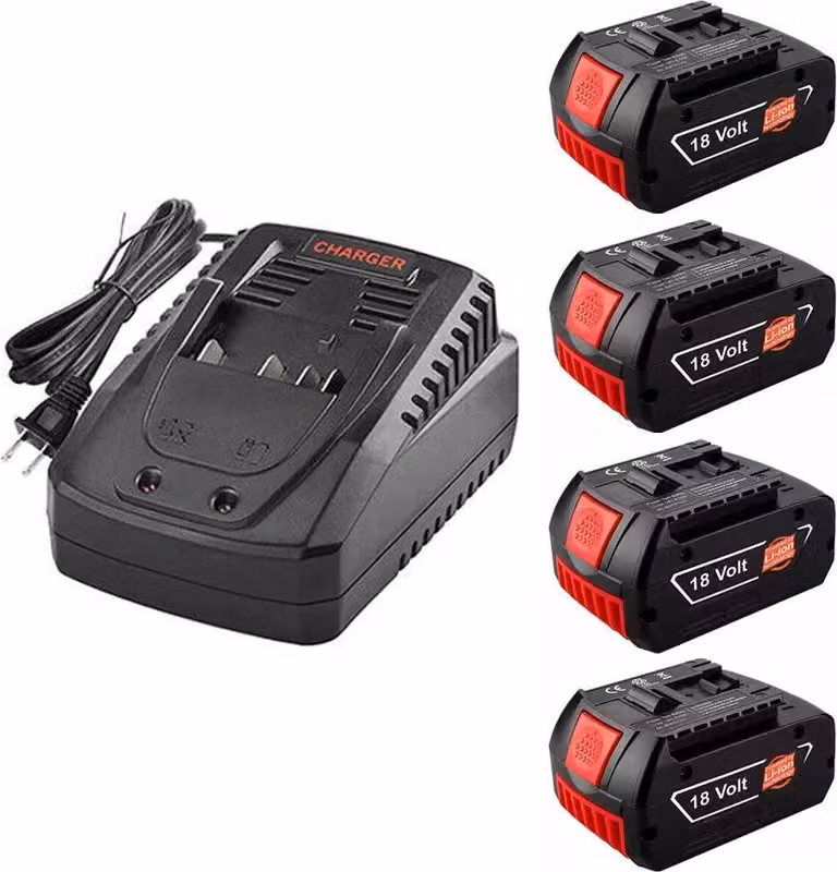 Batteria di ricambio, capacità 8000 mAh, compatibile con modelli di utensili elettrici, 4 batterie, 1 caricabatterie