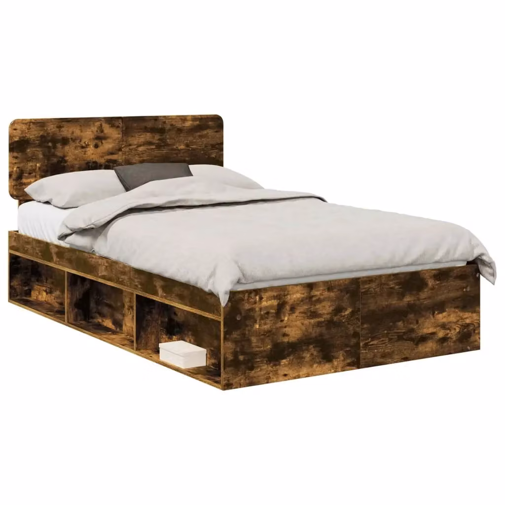 Struttura letto moderno vidaXL in pino massello color marrone L/P/H: 190 x 140 x 90 cm – 2