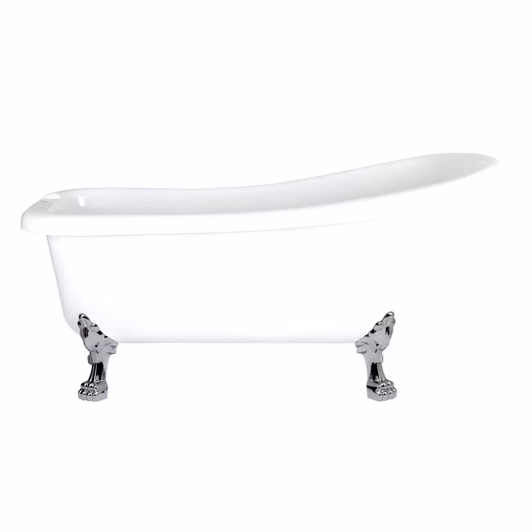 Vasca da Bagno Centro Stanza Acrilico con Schienale 1710x740mm Cromata Piedini Artiglio di Leone