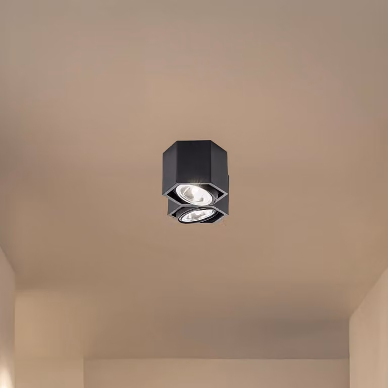Faretto a soffitto Elvas Argon, dimmerabile, Nero, Soggiorno / Sala da pranzo, Metallo, Moderno, Plafoniera