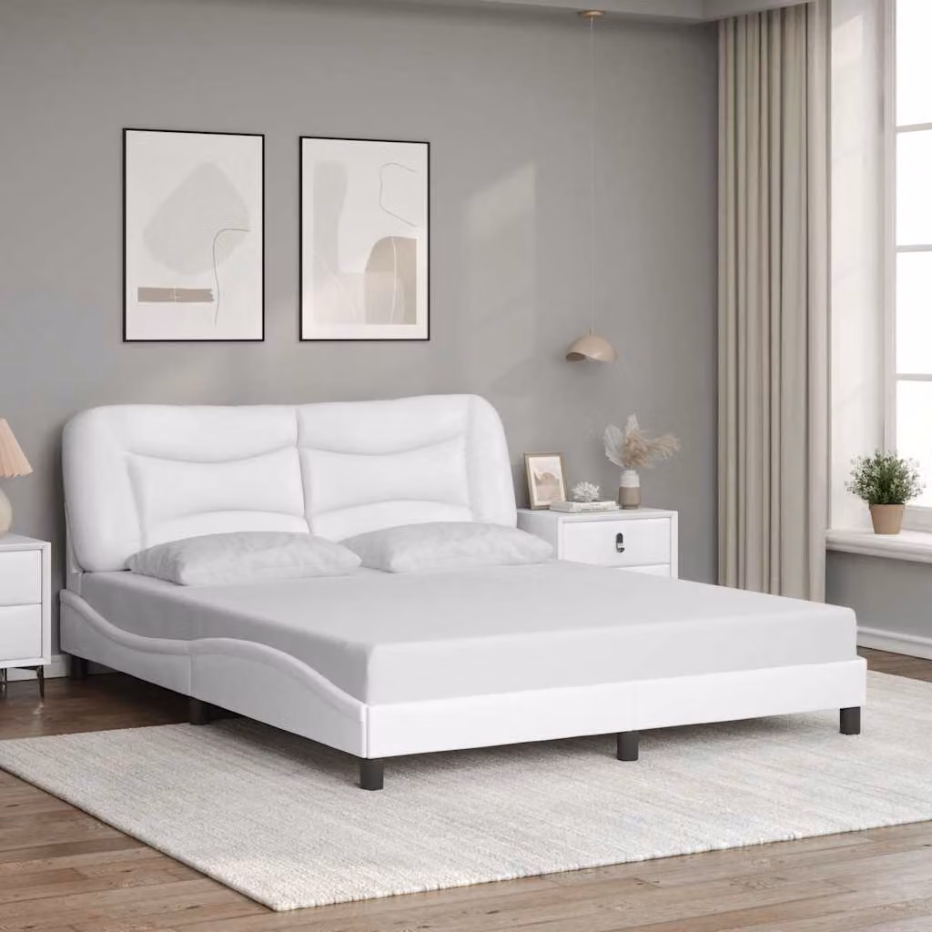 vidaXL Giroletto Hvar senza Materasso in Similpelle Bianco L/P/H: 200 x 160 x 165 cm – 1