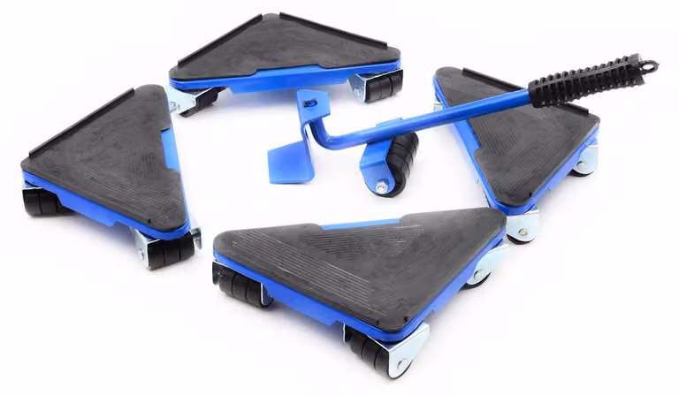Set-kit sollevatore mobili con ruote per spostare, solleva e sposta senza sforzo, capacità 300 kg, 5 pezzi Geko