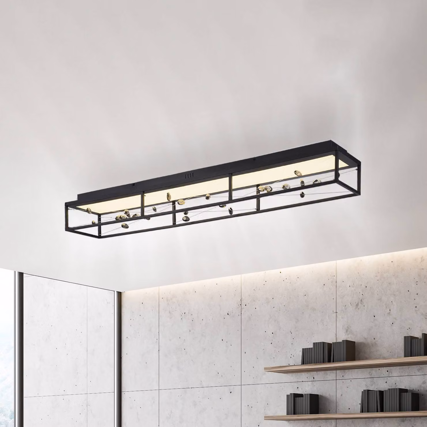 Paul Neuhaus Plafoniera soffitto SKINA, dimmerabile, Nero, Soggiorno / Sala da pranzo, Metallo, Moderno, Plafoniera