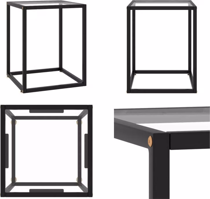 vidaXL Tavolino nero con vetro temperato 40x40x50 cm - Tavolino - Tavolini - Tavolino - Tavoli laterali