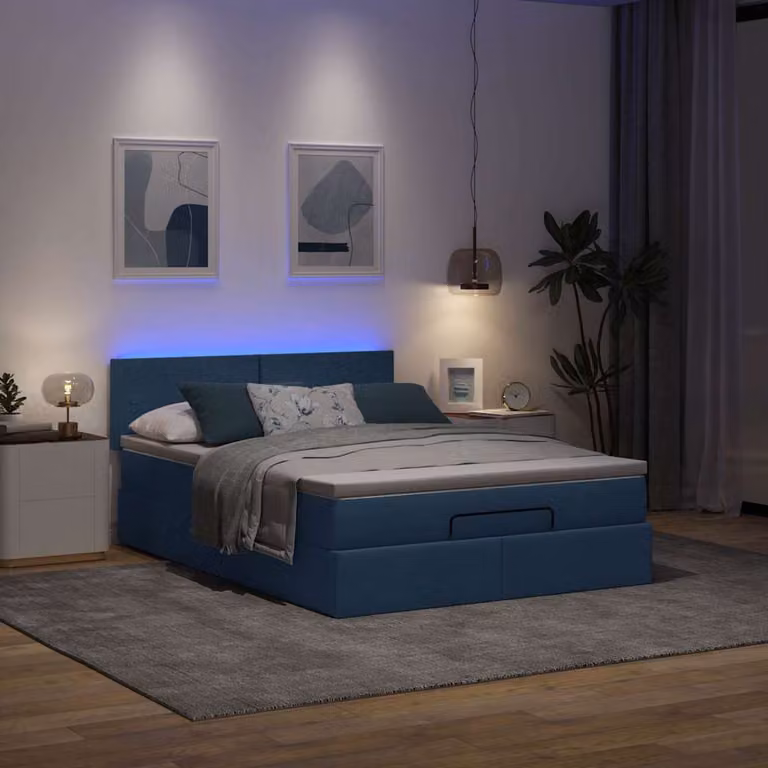 Maison Exclusive - Pouf Letto con Materasso e LED Blu 140x190 cm