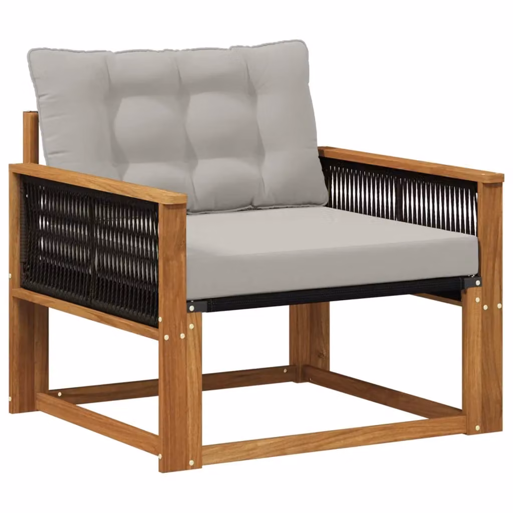 Set di divani da esterno moderno in legno di acacia massello e textilene grigio 755640 – 2