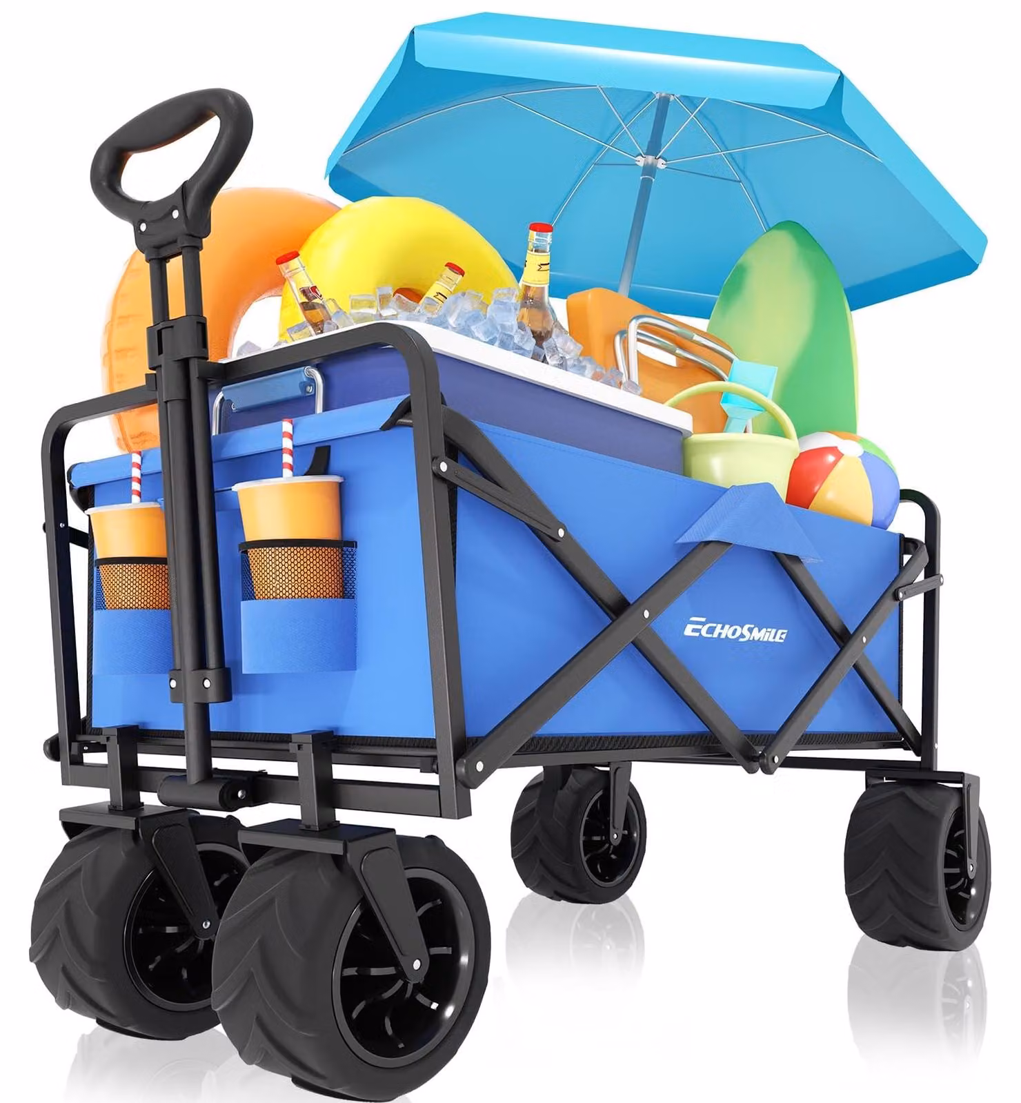 Carrello trasportabile pieghevole con una capacità di 200 litri e pareti laterali