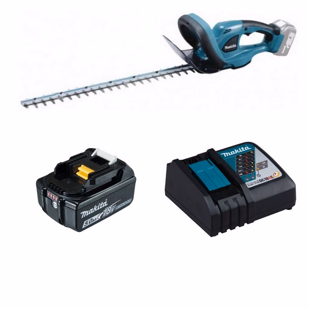 Tagliasiepi a batteria Makita DUH523Z 18 V + batteria BL1850B 5,0 Ah + caricabatterie DC18RC