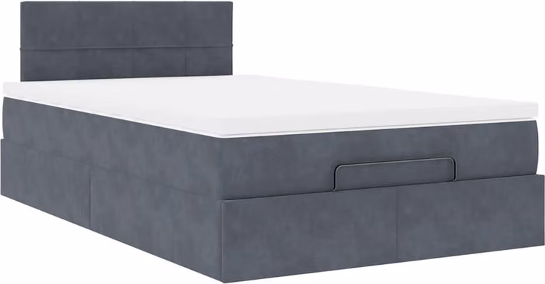 Pouf Letto con Materasso Grigio Scuro 120x190 cm Velluto