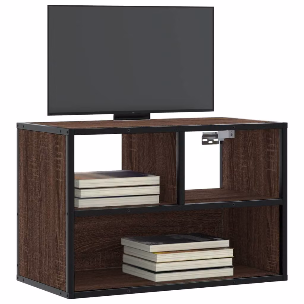 Mobile TV vidaXL in stile industriale, Rovere Marrone, in Truciolato e Metallo, L 60 cm, P 31 cm, H 39,5 cm