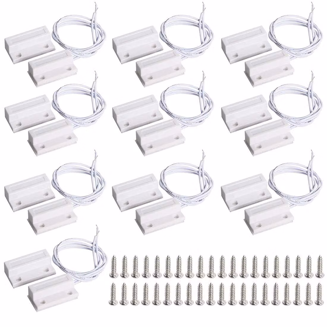 10 pezzi di interruttore magnetico a lamella (reed switch) normalmente chiuso, per sistemi di sicurezza (bianco)