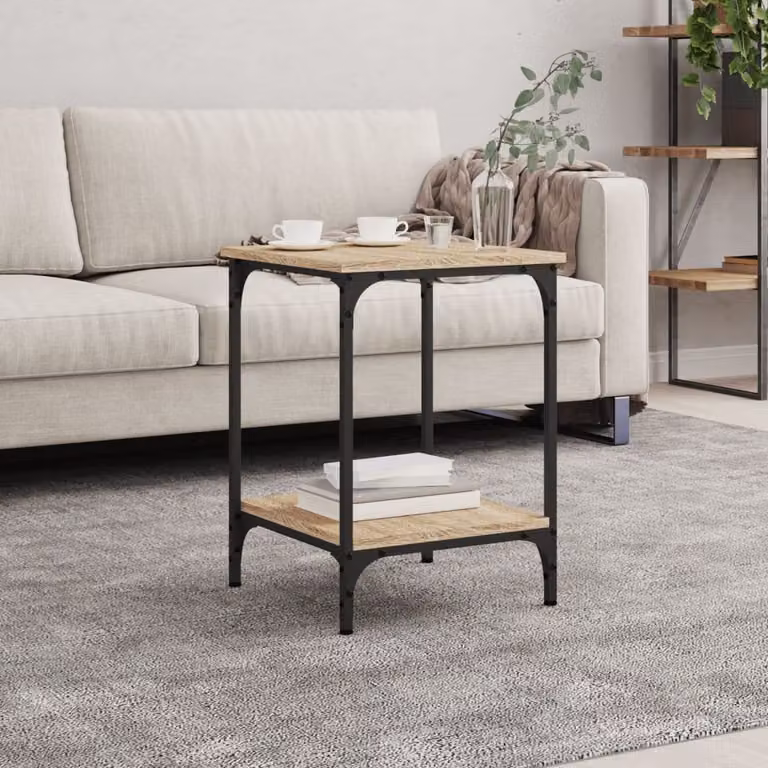 The Living Store tavolino in rovere Sonoma 40x40x55 cm materiale a base di legno