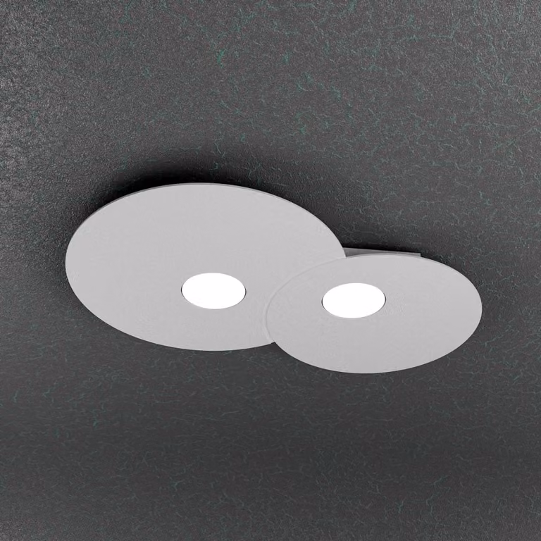 Plafoniera da soffitto rotonda Toplight Cloud con 2 luci, attacco GX53, design moderno, colore grigio, L: 50 cm, P: 35 cm, H: 3 cm
