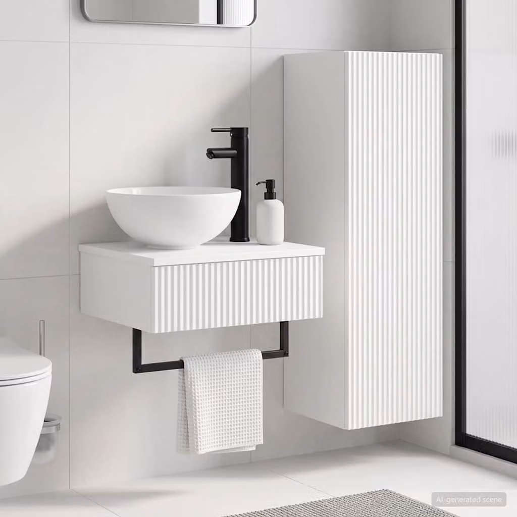 Set di mobili per il bagno vidaXL composto da 2 pezzi, colore bianco opaco, L/P/H: 33 x 34,5 x 100 cm