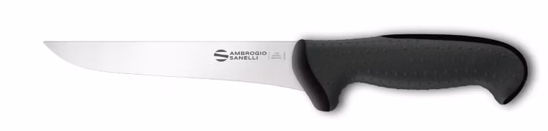 Coltello disosso stretto linea Tecna di Sanelli Ambrogio, lama cm 14, manico nero
