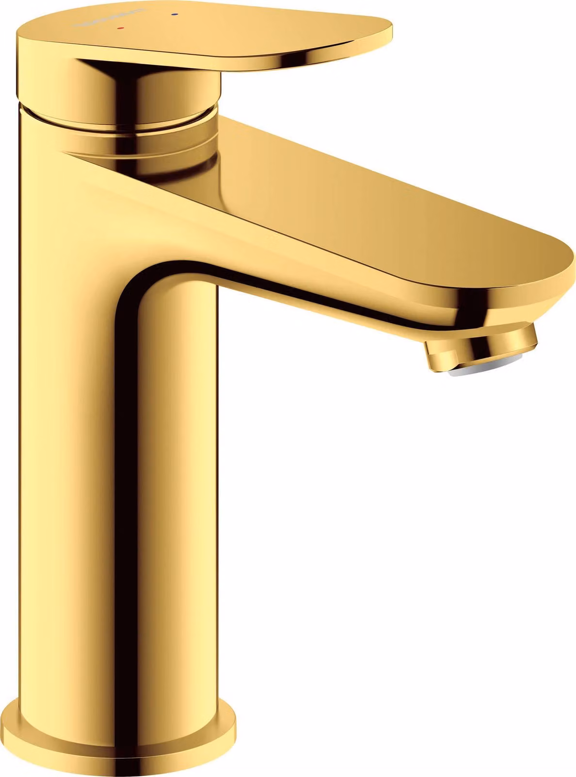 Miscelatore monocomando per lavabo, con sporgenza di 122 mm, finitura oro