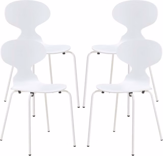 Set di 4 sedie impilabili da sala da pranzo moderne en.casa in bianco con finitura opaca e dettagli in legno di betulla – 1