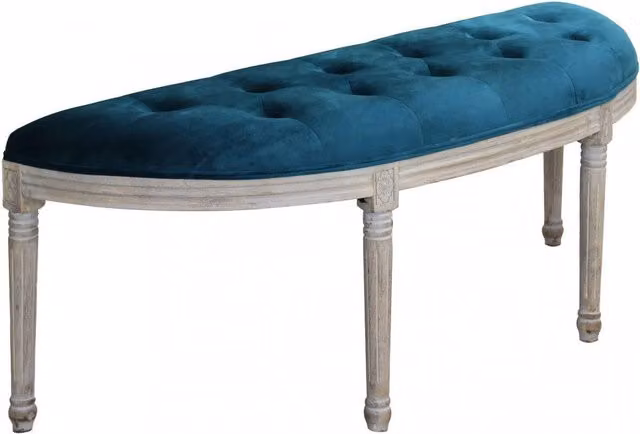 Panca Margi in Velluto Blu 125x45x48 h cm in Legno Blu