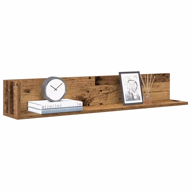 Set di 2 mensole da parete vidaXL in legno effetto rustico marrone, L 100 x P 16,5 x H 16,5 cm