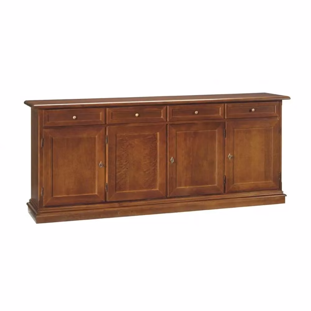 Madia credenza in legno con 4 porte tinta noce Mobili 2G L: 205 cm, P: 42 cm, H: 86 cm – 1