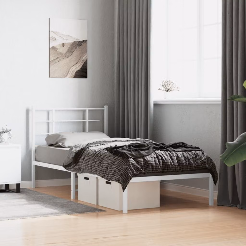 vidaXL Giroletto con Testiera in Metallo Bianco L 90 cm x P 200 cm