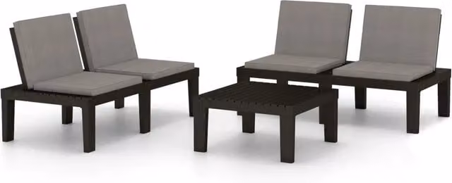 Set Divani da Giardino con Cuscini 3 pz | Set Salotto da Giardino in Plastica Grigio