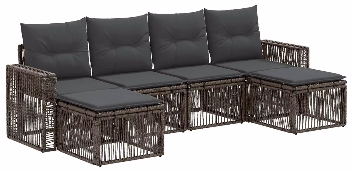 Set di divani da giardino, 6 pezzi, grigio e grigio scuro, in rattan sintetico