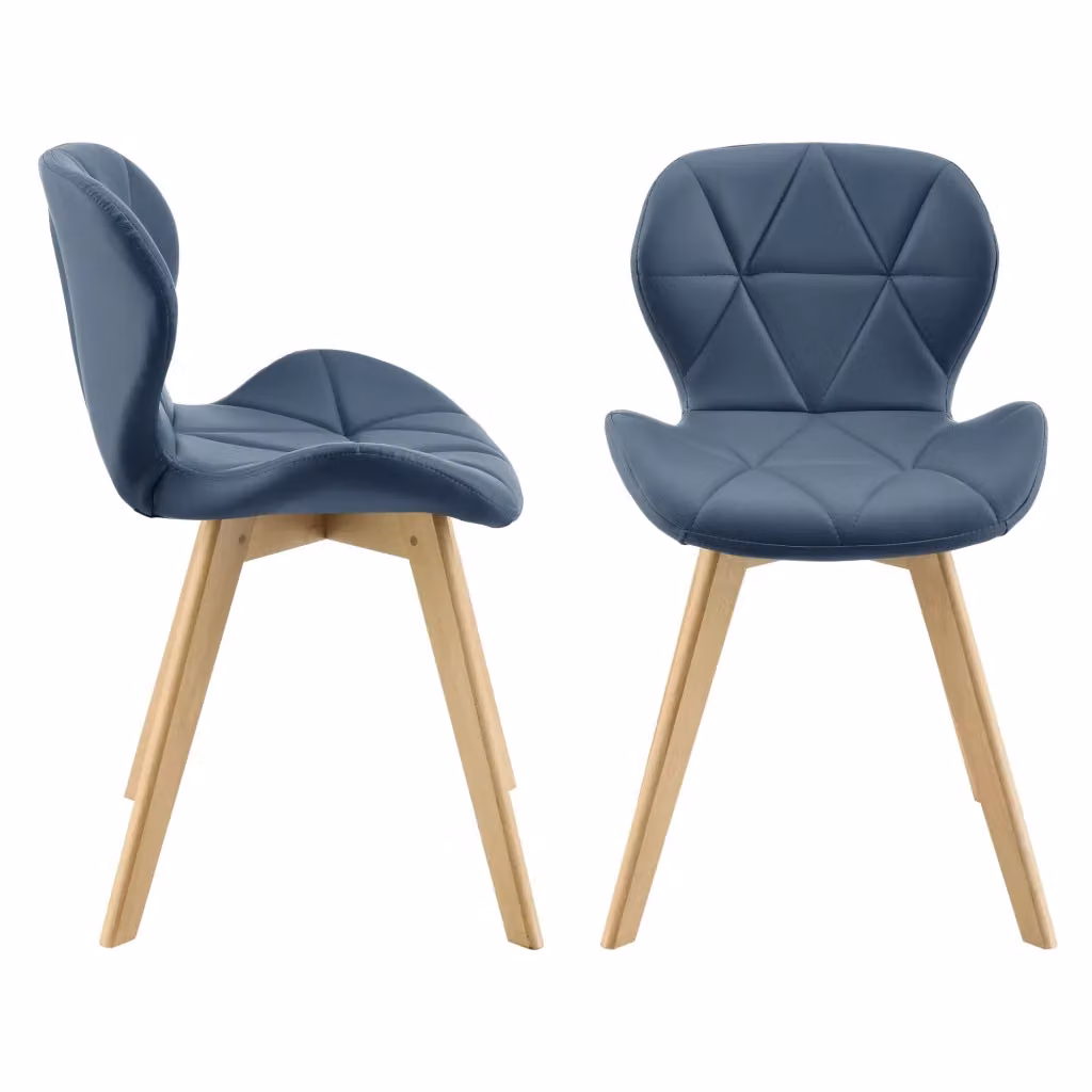 Set di 4 sedie Älmhult en.casa con rivestimento in similpelle trapuntata blu e struttura in legno di faggio – 2