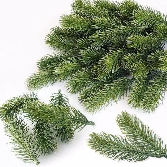 Rami di abete in plastica, 10 cm, verdi, decorazioni natalizie