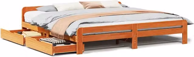 Letto matrimoniale | Letto per adulti | Letto senza Materasso Marrone Cera 200x200 cm in Legno di Pino