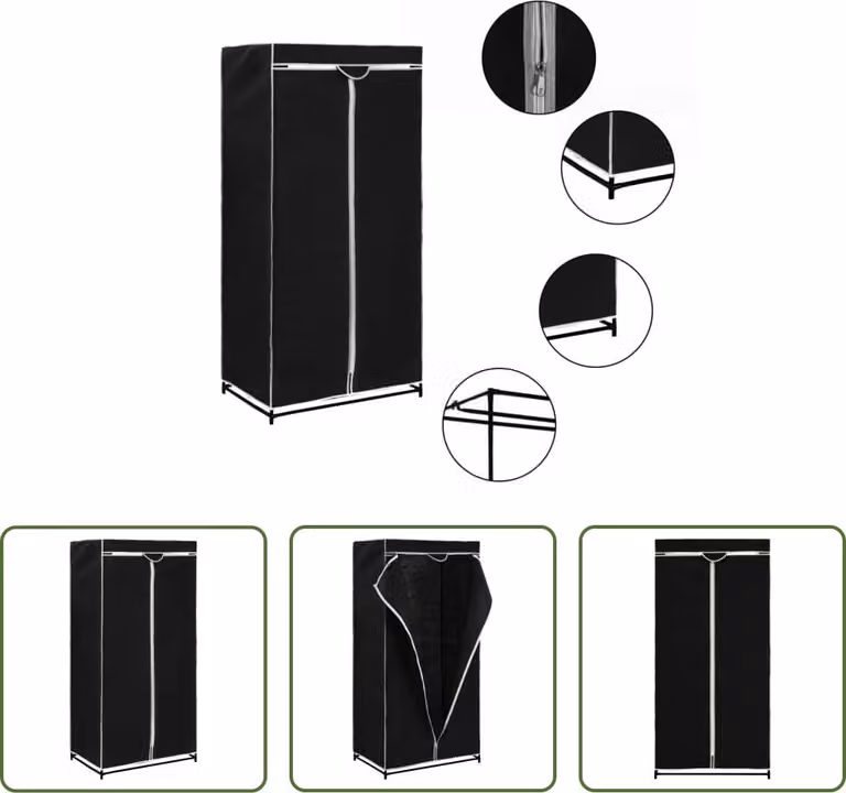 The Living Store Armadio nero 75×50×160 cm