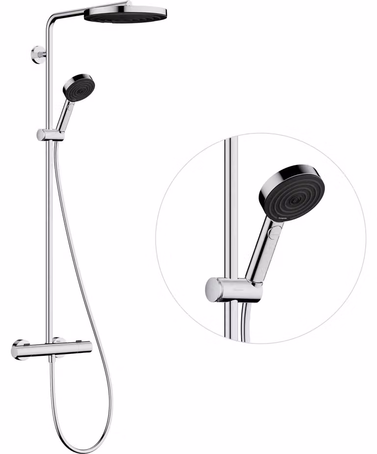 hansgrohe Pulsify S PURO Système de douche 260, 1jet, Ecostat Fine, douchette à main 3jet, 24236000, 24236000