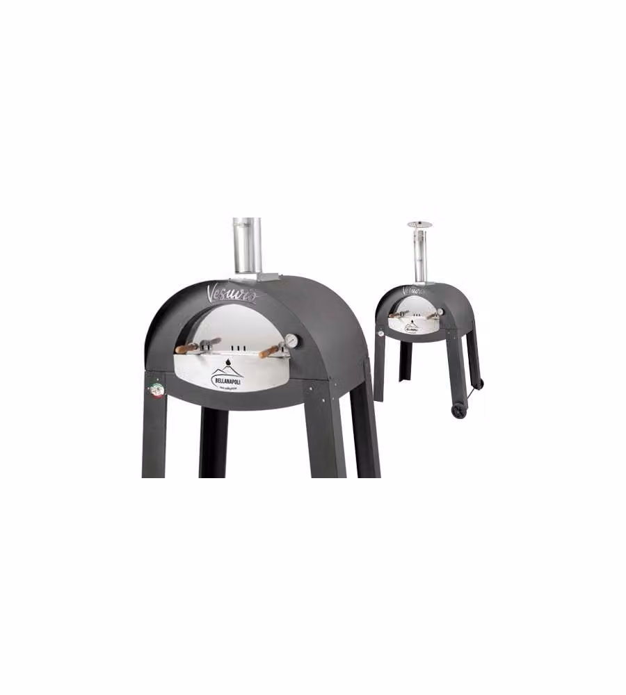 Forno a legna professionale Bella Napoli Vesuvio in acciaio inox con ruote – 1