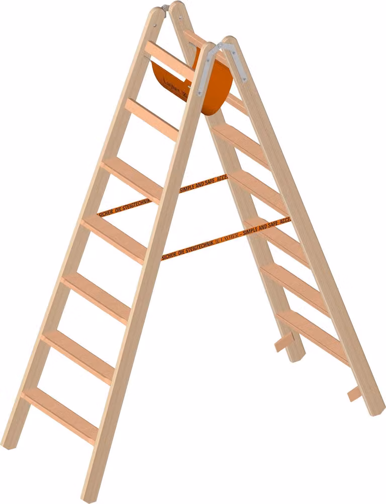 Layher Holzstehleiter mit Stufen 1020 2 x 7 Sprossen