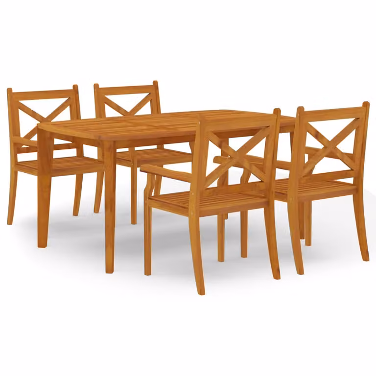 Set da Pranzo per Giardino 5 pz in Legno Massello di Acacia