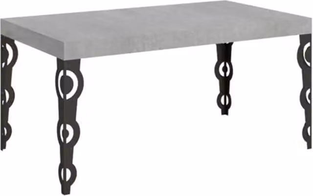 Tavolo allungabile Itamoby Karamay moderno colore grigio cemento con gambe antracite L: 160-264 cm, P: 90 cm