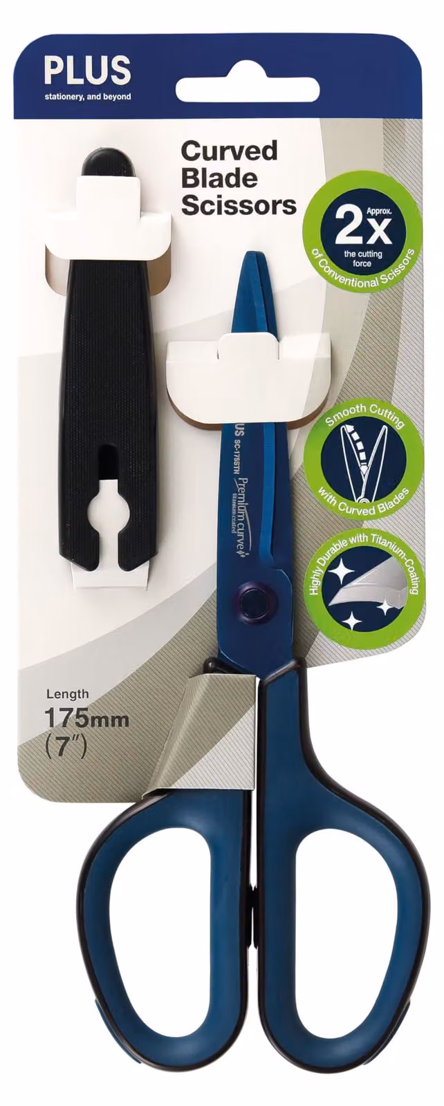 Forbici in titanio di alta qualità, con lama curva, lunghezza 17,5 cm, colore blu scuro