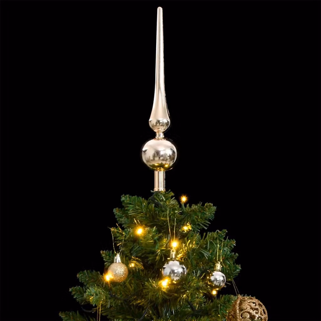 Albero Natale Incernierato con 150 LED e Palline 120 cm